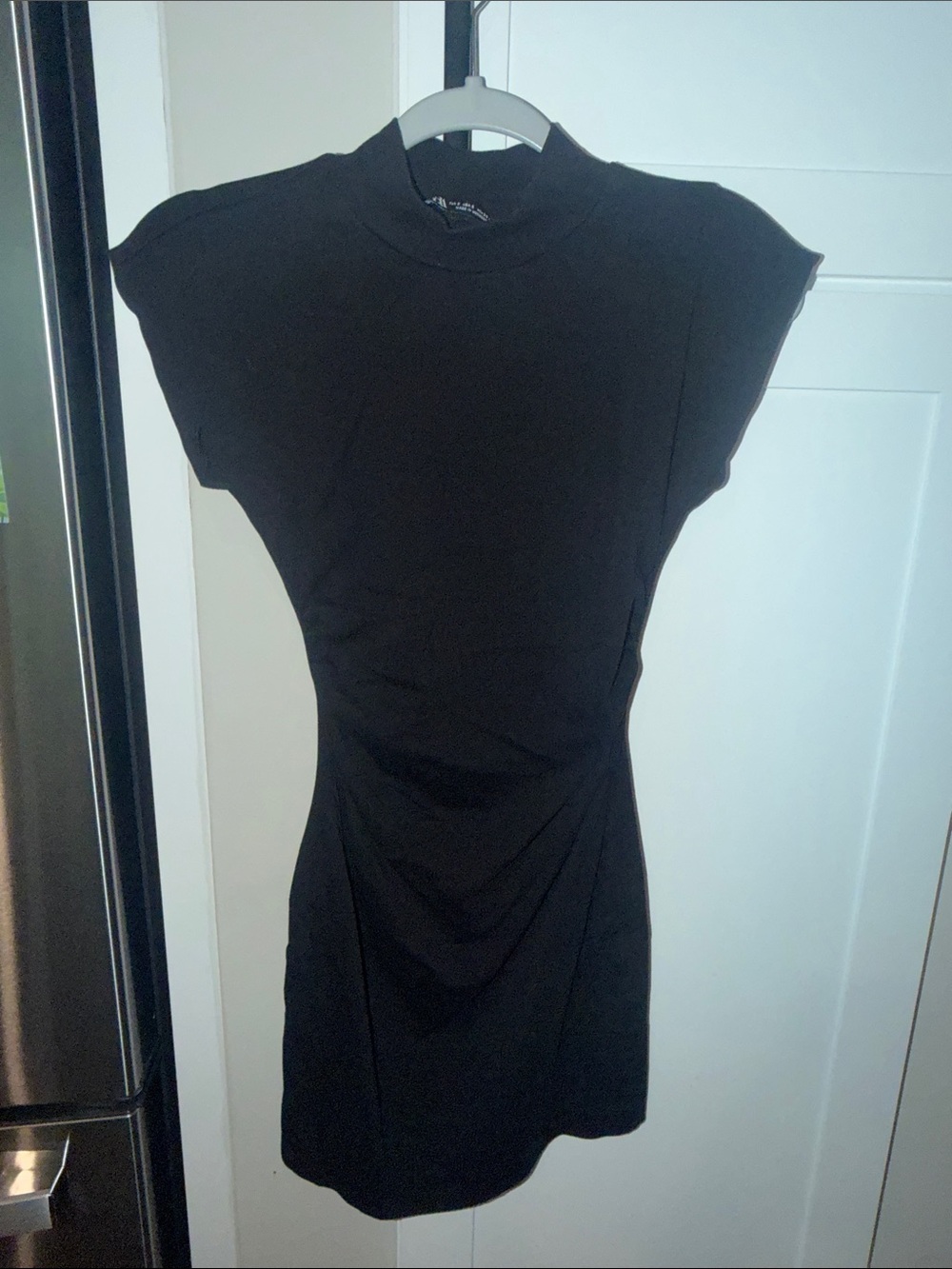 Zara Black Cap-Sleeve Mini Dress